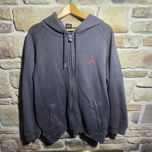 Vintage Jordan Jumpman Full Zip Hoodie Black Red Y2K Large Logo RN 56323 Men’s L